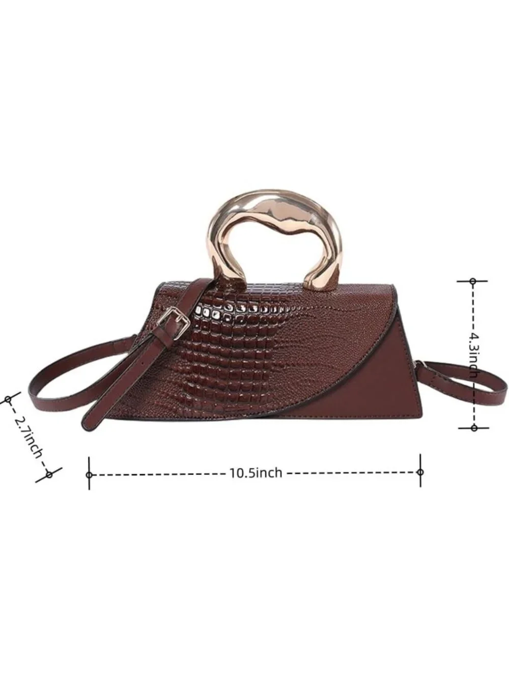 Chic Vegan Leather Evening Clutch Purse with Crocodile Pattern & Crossbody Strap